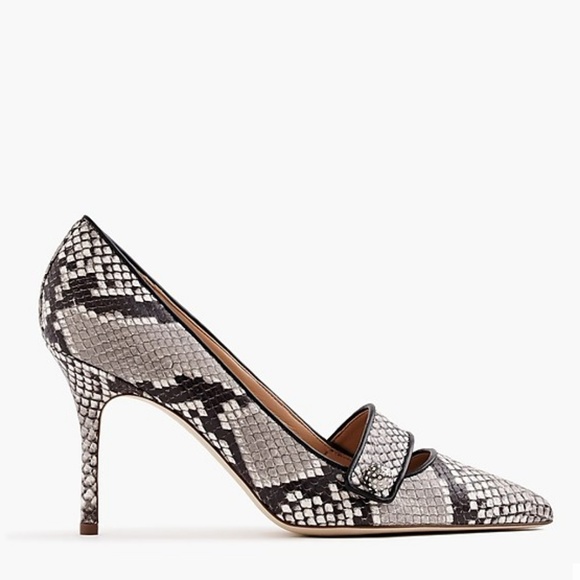 J. Crew Shoes - J. Crew Elsie Pavé Button Snakeskin Leather Heels